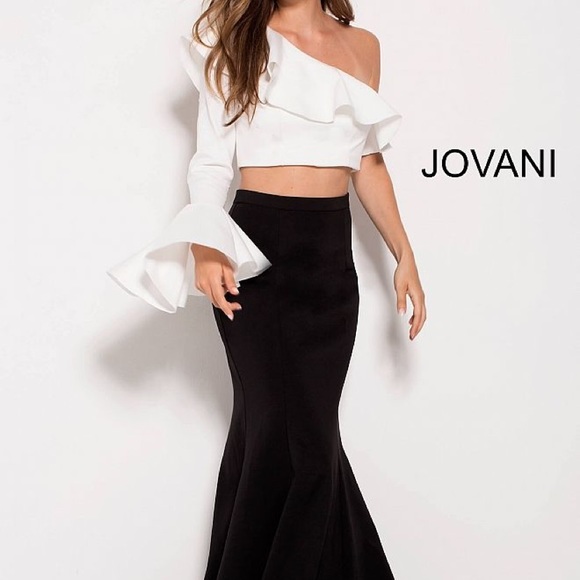 Jovani Tops - Jovani one shoulder white crop top